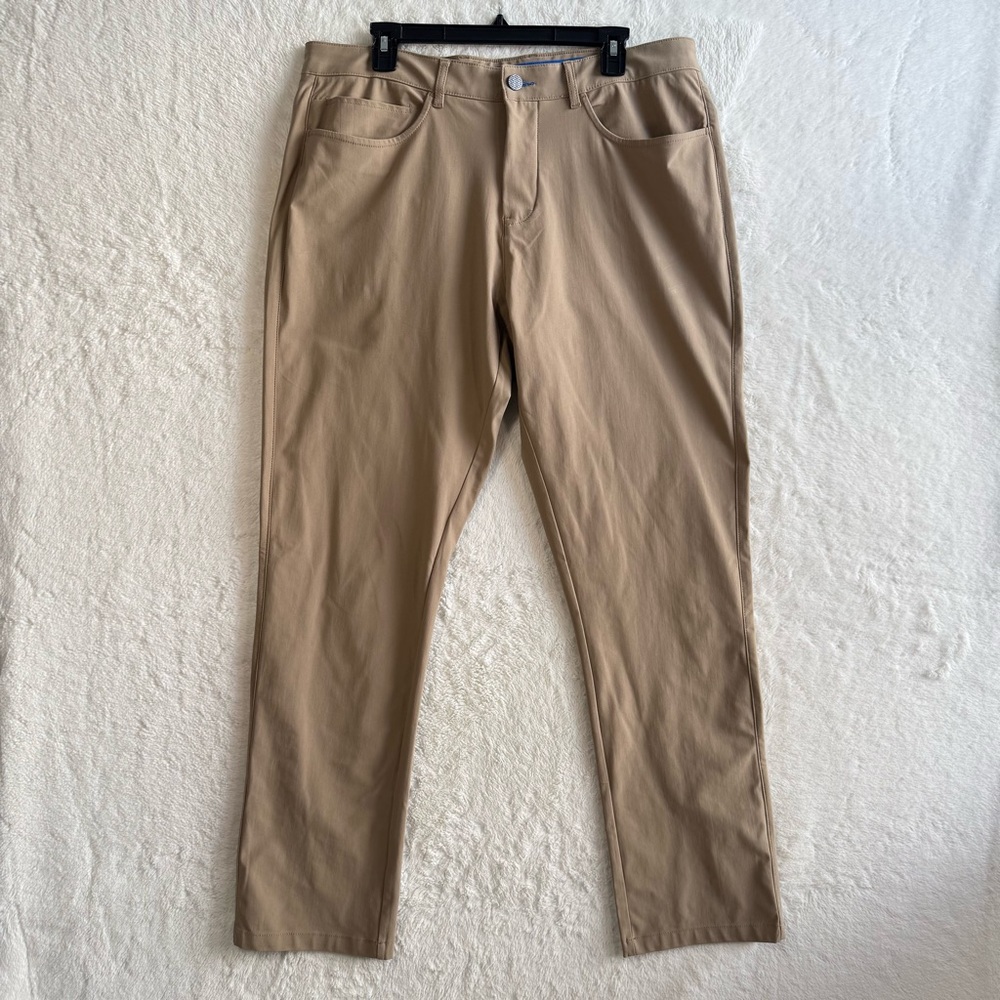 Twillory Performance Pants 36x32* Tan Technical Fabric Tailored Fit Golf Travel